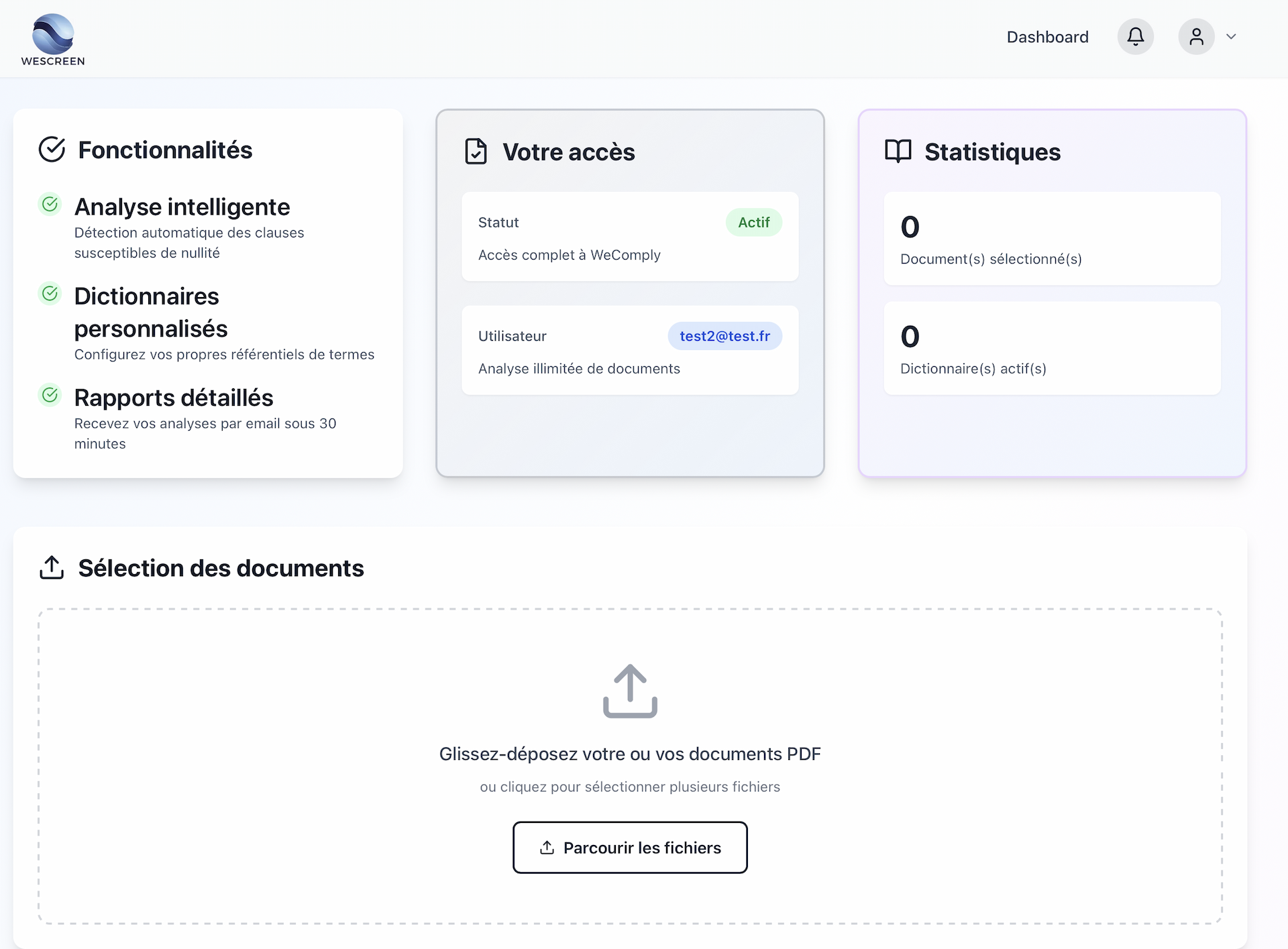 Interface d'upload WeComply